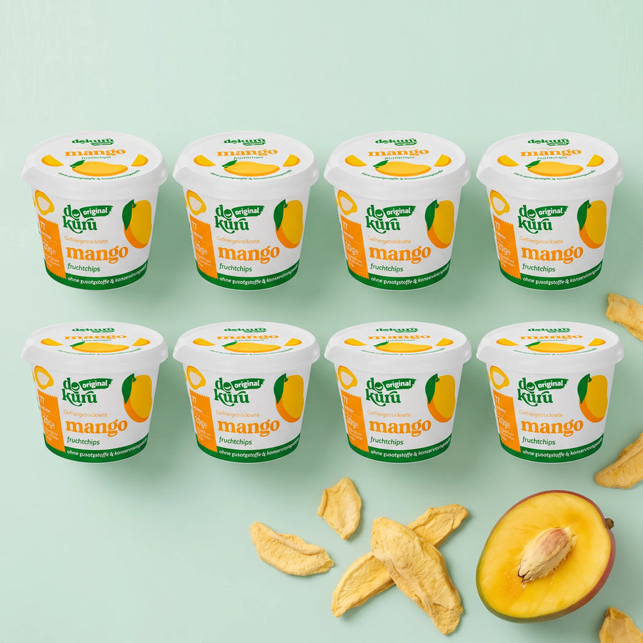 Mango Love 8er Pack, acht Becher gefriergetrocknete Mango von Dokuru
